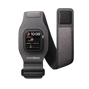 Twelve South ActionSleeve 2 for Apple Watch 45mm Updated Protective Armband to free your wrist for sports or activities grey