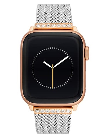 Anne Klein Mesh Fashion Band for Apple Watch Secure Adjustable Apple Watch Replacement Band Fits Most Wrists 384041mm Silver