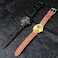 Deeplus Retro Embossed Leather Watch Bands Compatible with Samsung Galaxy Watch 654 4440454642mm Genius Leather Watch Band for Women Men Retro Brown