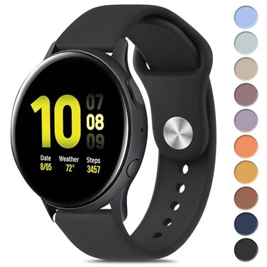 Meliya Bands Compatible with Samsung Galaxy Watch Active 2 20mm Soft Silicone Sport Replacement Strap for Galaxy Watch Active 2 Women Men Black