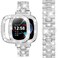 Dsytom Bling Watch Band Compatible with Fitbit Versa 4 BandsFitbit Sense 2 Bands with Rhinestone Protective Case Cover for WomenSilver