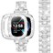 Dsytom Bling Watch Band Compatible with Fitbit Versa 4 BandsFitbit Sense 2 Bands with Rhinestone Protective Case Cover for WomenSilver