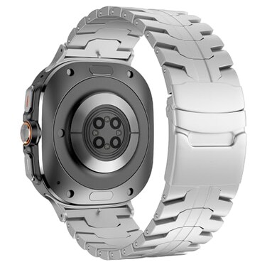 BOVIPO Compatible with Samsung Galaxy Watch 7 Ultra Band 47mm Solid Men Stainless Steel Metal Replacement Robust Titanium Link Wristband Silver