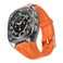 WONJOY Compatible with 2024 Samsung Galaxy Watch 7 Ultra 47mm Band with Case TPU Rugged Sport Replacement Strap Clear Protective Cover Bumper Accessories for Men Orange