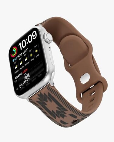 WITHit Wrangler Aztec Trail Silicone Band for Apple Watch Western Aztec Pattern Fits all Apple Watch Series and Sizes Brown