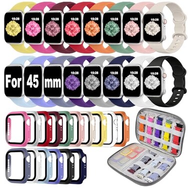 Brigtlaiff 16 Pack Band Compatible with Apple Watch Bands 40mm 41mm 42mm 44mm 45mm 46mm for Women Men Screen Protector Case BandOrganizer for iWatch Series 11 10 9 8 7 6 5 4 SEPlease select the correc