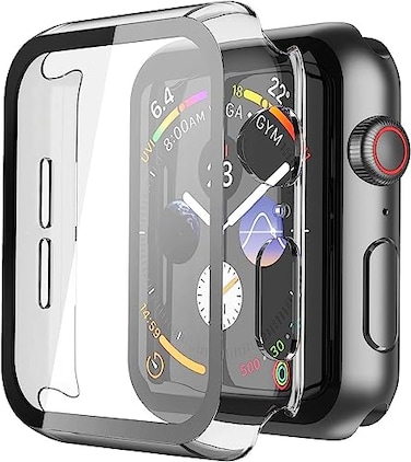 Misxi 2 Pack Hard PC Case with Tempered Glass Screen Protector Compatible with Apple Watch SE 3 2025 SE 2 SE Series 6 Series 5 Series 4 44mm Scratch Resistant Overall Protective Cover for iWatch Clear