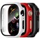 Charlam Compatible with Apple Watch Screen Protector Case 45mm Series 9 8 7 iWatch Cover 3 Pack Hard PC Edge Bumper Cases Full Coverage Touch Sensitive Protective Screen Covers RedWhiteBlack 45mm