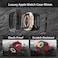 HUALIMEI For Apple Watch Ultra Band 49mm Case Luxury Rugged Metal Cover Screen Protector Fluoroelastomer Strap for iWatch Ultra Series 49mm Replacement Strap Heavy Duty Bumper Case for Men 49mm Red