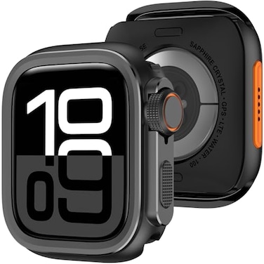Amizee 2 in 1 Metal Case Compatible with Apple Watch Series 1110 46mm with Back Cover Rugged Shockproof Protective Bumper Cover for iWatch 46mm Black