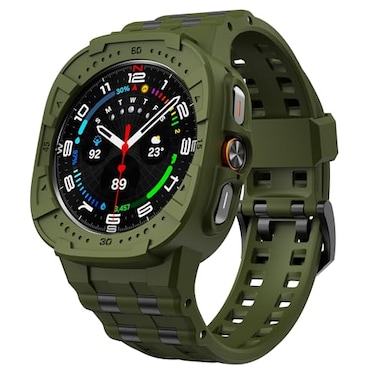 T-ENGINE TENGINE Watch Band Compatible with Samsung Galaxy Watch 7 Ultra 47mm With Case Rugged Protective Case Military Green