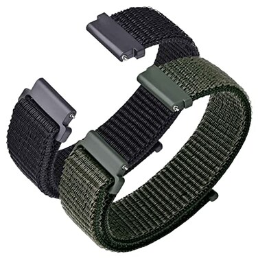 ANNEFIT Nylon Sport Loop Watch Bands 20mm 2 Packs Quick Release Adjustable Strap for Men Women Black and Army Green