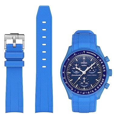 Stanchev Bands for Moonswatch WatchCurved No Gap Soft Silicone Strap for Omega X Swatch Speedmaster 20mm WatchSwatch Omega Moonswatch Speedmaster Replacement Strap Men Women Blue