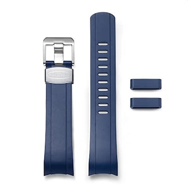 Crafter Blue CB10CB10F Curved End Watch Band Soft Rubber Strap Replacement for Seiko SkxSRPDxx 5 Sports 5 GMT Series