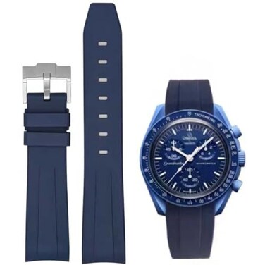 Danxancy Bands for Moonswatch WatchCurved End Rubber Watch Strap Compatible with Omega Swatch Moonswatch Speedmaster Planet Series Replacement Band for Men Women