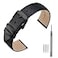 ANNEFIT Calfskin Leather Watch Straps 22mm Thin Elegant Replacement Watch Band with Black Buckle Black