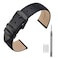 ANNEFIT Calfskin Leather Watch Straps 22mm Thin Elegant Replacement Watch Band with Black Buckle Black