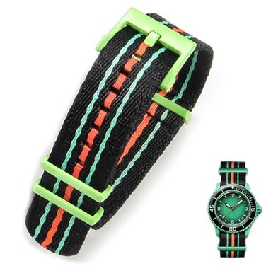 Wentokye 22mm Nylon Straps For Blancpain X Swatch Replacement Nylon Watch Band Multiple ColorsBlackGreen