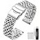 SINAIKE Super Brushed Polished 3D Solid Silver Stainless Steel Watch Band 20mm Quick Release Metal Watch Bracelet for Men Women with Security Double Deployment Buckle