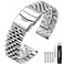 SINAIKE Super Brushed Polished 3D Solid Silver Stainless Steel Watch Band 20mm Quick Release Metal Watch Bracelet for Men Women with Security Double Deployment Buckle