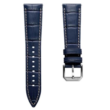 WatchGecko Carolina Gator Print Genuine Leather Watch Strap Dark Blue 20mm
