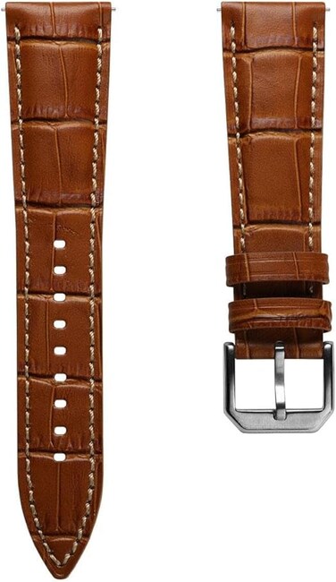 WatchGecko Carolina Gator Print Genuine Leather Watch Strap Light Brown 20mm