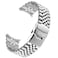 Kai Tian Premium Stainless Steel Curved Ends HalfMoon 5 Beads Silver Metal Watch Band Strap 20mm 22mm