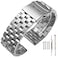 SINAIKE Brushed 24mm Metal Watch Bands for Men Women Solid Stainless Steel Watch Band Screwin Watch Bracelet Strap Deployment Double Lock Deployment Buckle Silver