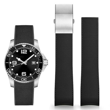 Wentokye 21mm Rubber Watch Band for Longines Conquest HydroConquest L3 Strap Replacement 21mmBlack