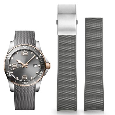 Wentokye 21mm Rubber Watch Band for Longines Conquest HydroConquest L3 Strap Replacement 21mmGrey