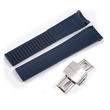 Wentokye 21mm Watch band Suitable for Patek Philippe Aquanaut 5164A 5167A Replacement PP Curved Lug End Rubber StrapBlue