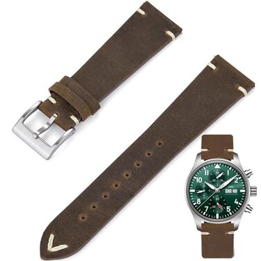 Niziruoup 22mm Watch Bands Genuine Leather Quick Release Vintage Crazy Horse Oiled Full Grain Leather Wristband Strap Replacement Band for Men Bracelet Choose of Width19mm 20mm 21mm 22mm Brown