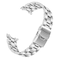 Kai Tian 22mm Curved Ends Watch Band with Foldover Clasp Silver Solid Quality Stainless Steel HalfMoon Tapered 3D Flats Metal Watch Strap for Men Women