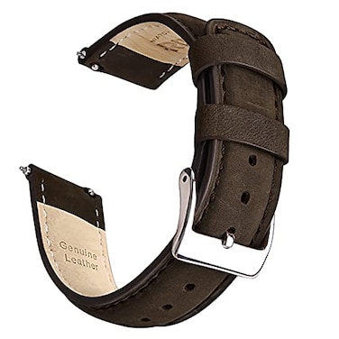 Ritche Quick Release Leather Watch Band 18mm 19mm 20mm 21mm 22mm 23mm 24mm Leather Watch Strap Espresso Brown Silver 22 mm Vintage