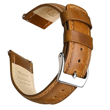 Ritche Quick Release Leather Watch Band 18mm 19mm 20mm 21mm 22mm 23mm 24mm Leather Watch Strap Toffee Brown Silver 21mm Classic