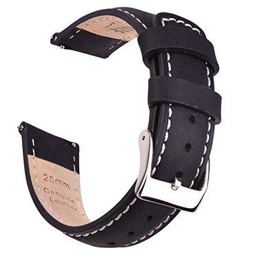 Ritche Quick Release Leather Watch Band 18mm 19mm 20mm 21mm 22mm 23mm 24mm Leather Watch Strap Black White Silver 22 mm Classic