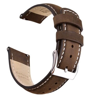 Ritche Quick Release Leather Watch Band 18mm 19mm 20mm 21mm 22mm 23mm 24mm Leather Watch Strap Saddle Brown White Silver 24mm Classic