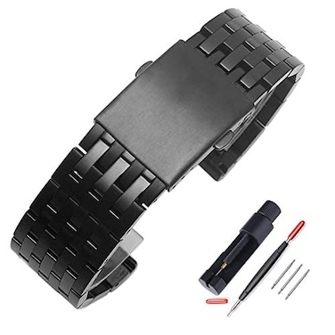 ChocoMan US ChocoMan US Diesel Brushed Stainless Steel Watch Band Strap 24mm26mm28mm30mm Metal Replacement Bracelet with DoubleLock Deployment Clasp Replacement for Mens Diesel Seven beads black 22mm