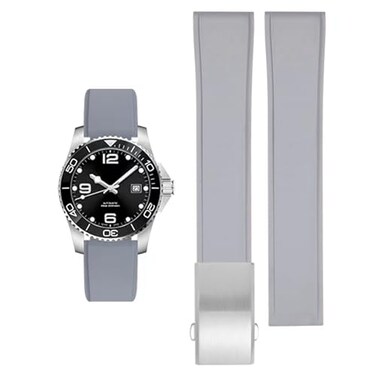 Danxancy FKM Rubber Watch StrapCut to Size Quick Release Fluororubber Watch Band with Deployment Clasp 19mm 20mm 21mm 22mm Soft Durable Universal Replacement Band Strap for Men Women