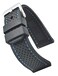 STUNNING SELECTION ALPINE Premium quality waterproof silicone watch band strap with quick release Soft rubber black watch band 24mm blue stitching
