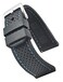 STUNNING SELECTION ALPINE Premium quality waterproof silicone watch band strap with quick release Soft rubber black watch band 24mm blue stitching