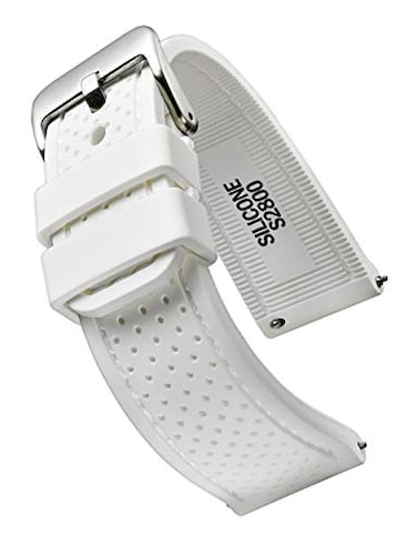 STUNNING SELECTION Alpine Sporty Silicone Watch Band Waterproof Quick Release Rubber Watch Strap White Lightweight Adjustable Silicone Watch Band Man 22mm Rubber Watch Strap Compatible with Regular Sm