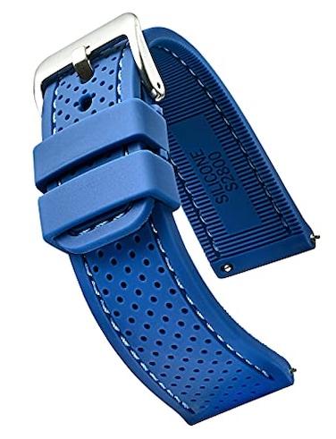 STUNNING SELECTION Alpine Sporty Silicone Watch Band Waterproof Quick Release Rubber Watch Strap Blue Lightweight Adjustable Silicone Watch Band Man 20mm Rubber Watch Strap Compatible with Regular Sma