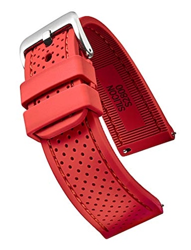 STUNNING SELECTION Alpine Sporty Silicone Watch Band Waterproof Quick Release Rubber Watch Strap Red Lightweight Adjustable Silicone Watch Band Man 20mm Rubber Watch Strap Compatible with Regular Smar