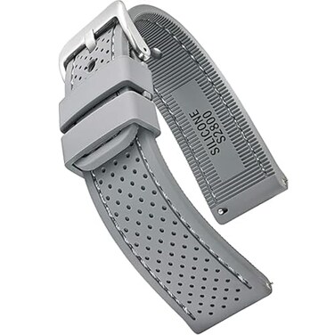 STUNNING SELECTION Alpine Sporty Silicone Watch Band Waterproof Quick Release Rubber Watch Strap Grey Lightweight Adjustable Silicone Watch Band Man 20mm Rubber Watch Strap Compatible with Regular Sma