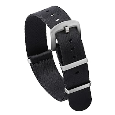 watchdives Nylon Watch Band 18mm 20mm 22mm Multicolor Replacement Watch Straps for Men Women Black Silver 20mm