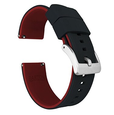 BARTON WATCH BANDS Barton Elite Silicone Watch Band 22mm Black Crimson Red