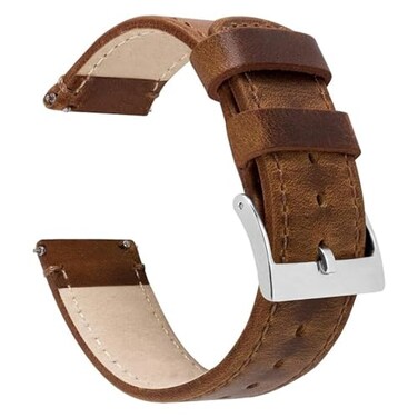 BARTON WATCH BANDS Quick Release Top Grain Leather Watch Band Strap Caramel Tan Leather 22mm