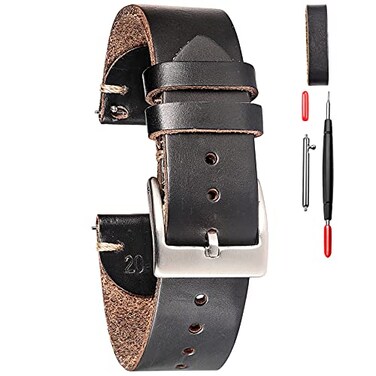 hemsut h 20mm Leather Watch Bands for Men Thin Soft Horween Leather Watch Strap Quick Release Vintage Watch Wrap