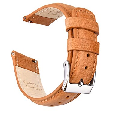 Ritche Quick Release Leather Watch Band 18mm 19mm 20mm 21mm 22mm 23mm 24mm Leather Watch Strap Light Orange Silver 22 mm Classic